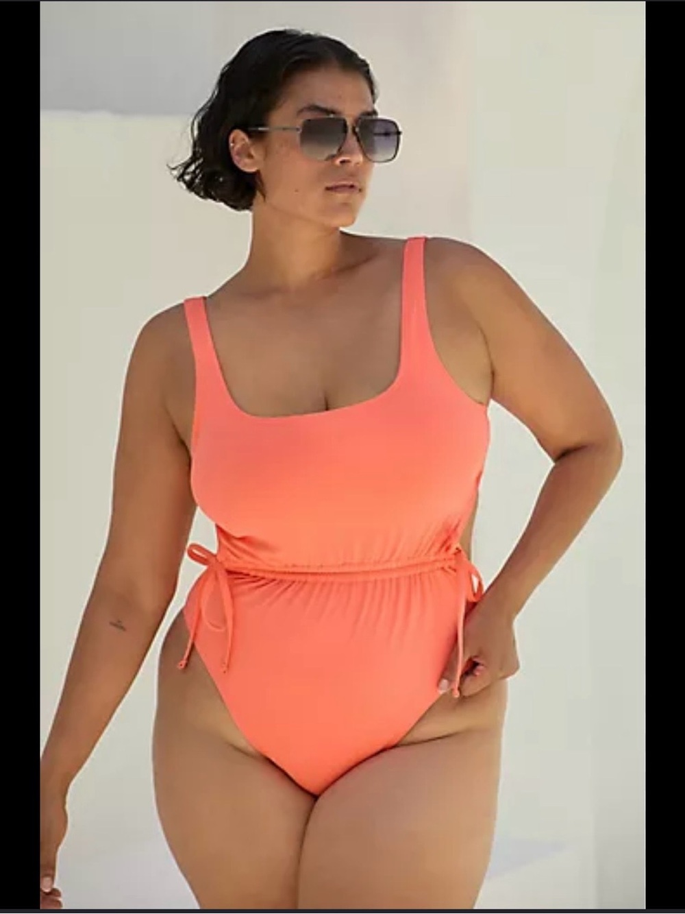 Anthropologie Hutch Scoop-Neck One-Piece Swimsuit coral